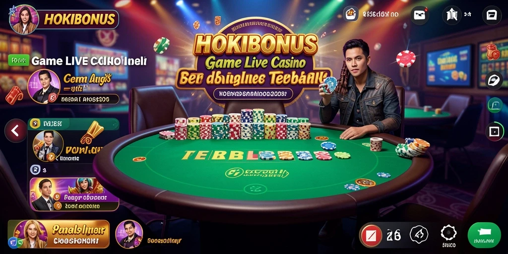 Tangkapan layar HOKIBONUS menunjukkan dealer langsung dan suasana kasino yang realistis.