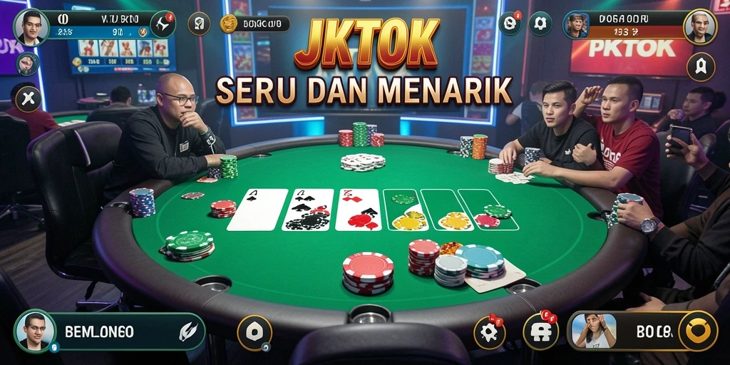 Tampilan gameplay poker yang seru dan interaktif.