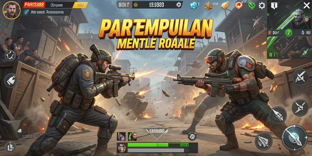 Tangkapan layar PARIS88 menampilkan aksi seru dalam pertempuran Battle Royale.