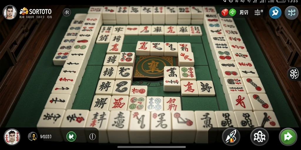 Screenshot menunjukkan gameplay Mahjong yang seru dan menantang di SORTOTO.